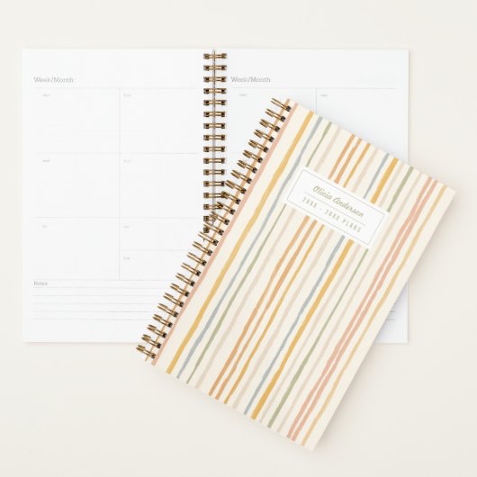 Personalisierter Preppy-Streifen Illustriert Paste Planer (Anzeige)