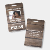 Personalisierter Pressevertreter des rustikalen Fo Ausweis (Vorder- & Rückseite)