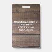 Personalisierter Pressevertreter des rustikalen Fo Ausweis (Rückseite)