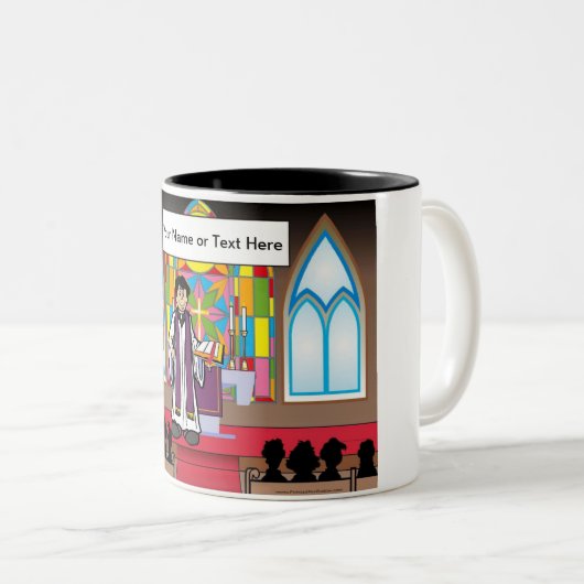 Personalisierter Priester - Cartoon von Männern Zweifarbige Tasse (VorderseiteRechts)