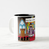 Personalisierter Priester - Cartoon von Männern Zweifarbige Tasse (Vorderseite Links)