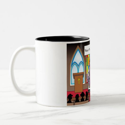 Personalisierter Priester - Cartoon von Männern Zweifarbige Tasse (Links)