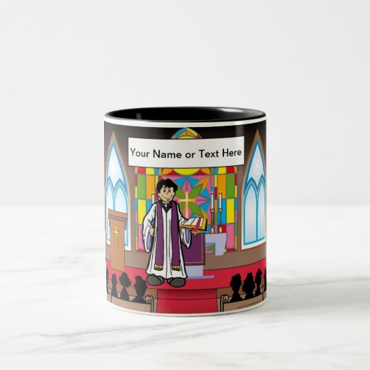 Personalisierter Priester - Cartoon von Männern Zweifarbige Tasse (Mittel)