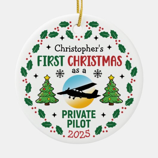 Personalisierter privater Pilot Individuelle Name Keramik Ornament (Vorne)
