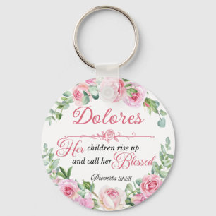 Personalisierter Prov 31:28 Muttertags-Blumenkranz Schlüsselanhänger