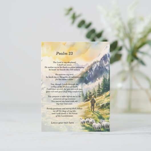 Personalisierter Psalm 23 mit Hirtenbild Postkarte (Stehend Vorderseite)