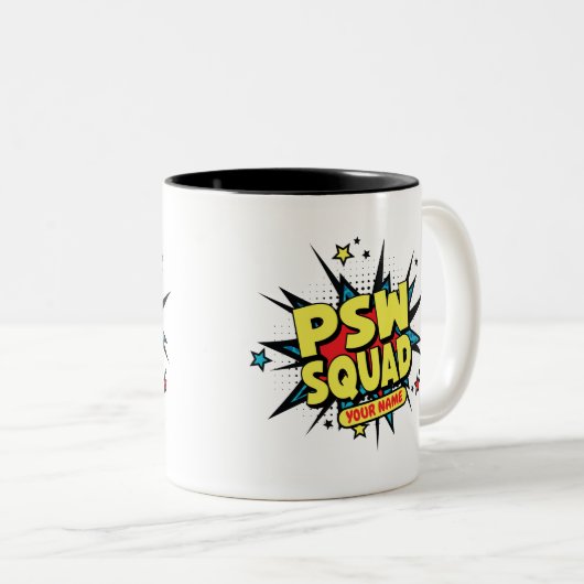 Personalisierter PSW-Squad! Zweifarbige Tasse (VorderseiteRechts)
