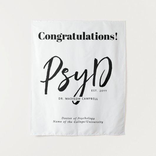 Personalisierter PsyD-Doktor der Psychologie Wandteppich (Vorderseite)