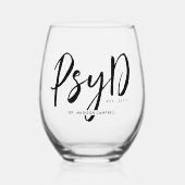 Personalisierter PsyD-Doktor der Psychologie Weinglas Ohne Stiel (Vorderseite)