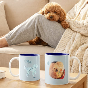 Personalisierter Pudel-Fotomug doppelseitig Blau Zweifarbige Tasse