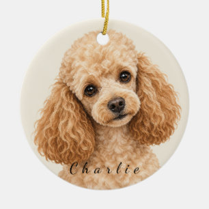 Personalisierter Pudel-Hund mit individuellem Name Keramik Ornament