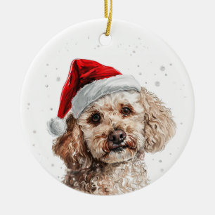 Personalisierter Pudel-Hund-Weihnachten Keramik Ornament