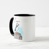 Personalisierter Puffin am Felsen Tasse (Vorderseite Links)