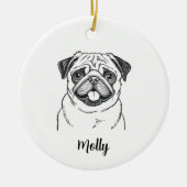 Personalisierter Pug-Hund-Weihnachten Keramik Ornament (Vorne)