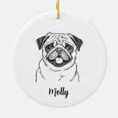 Personalisierter Pug-Hund-Weihnachten Keramik Ornament (Hinten)