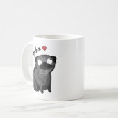 Personalisierter Pug-Mug, Schwarzer Pug benutzerde Kaffeetasse (Vorderseite Links)