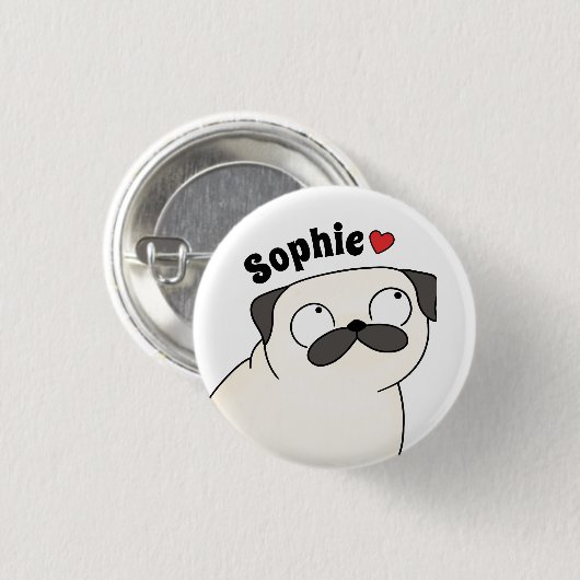 Personalisierter Pug-Name-Tastenpin, benutzerdefin Button (Vorne & Hinten)