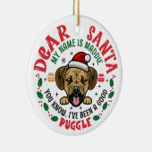 Personalisierter Puggle Dog Weihnachtsbaum Runde W Keramik Ornament (Rechts)