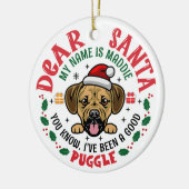 Personalisierter Puggle Dog Weihnachtsbaum Runde W Keramik Ornament (Links)