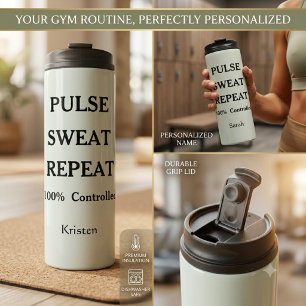Personalisierter Pulse Sweat Repeat Fitnessstudio Thermosbecher