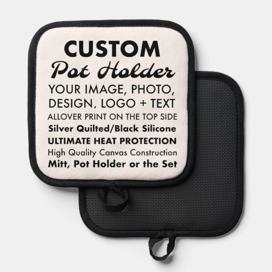 Personalisierter Pulverhalter, Silikonunterteil Topflappen (Vorderseite/Rückseite)