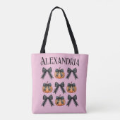 Personalisierter Pumpkin-Bow Pink Halloween Tasche (Rückseite)