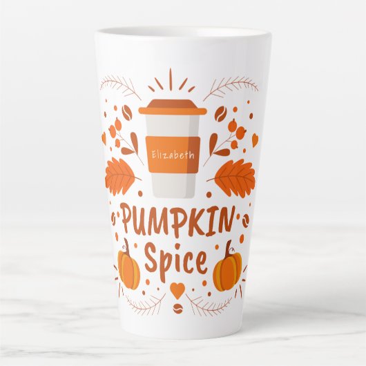 Personalisierter Pumpkin-Gewürzkaffee, Herbstlaub Milchtasse (Vorderseite)