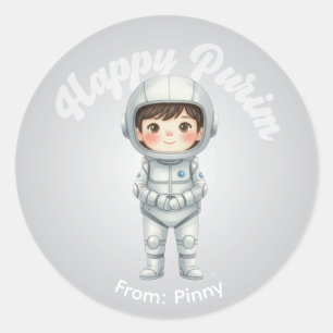 Personalisierter Purim-Aufkleber – Jungen-Roboter- Runder Aufkleber