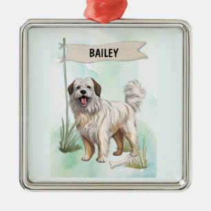 Personalisierter Pyrenäen-Schäferhund Wasserfarben Ornament Aus Metall