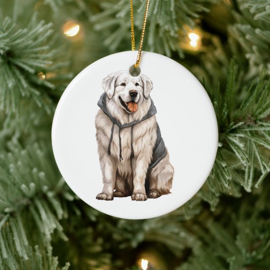 Personalisierter Pyrenäenhund Keramik Ornament (Baum)