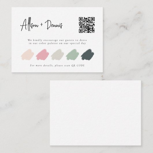Personalisierter QR-Code für Hochzeitskleidung Begleitkarte (Vorne/Hinten)