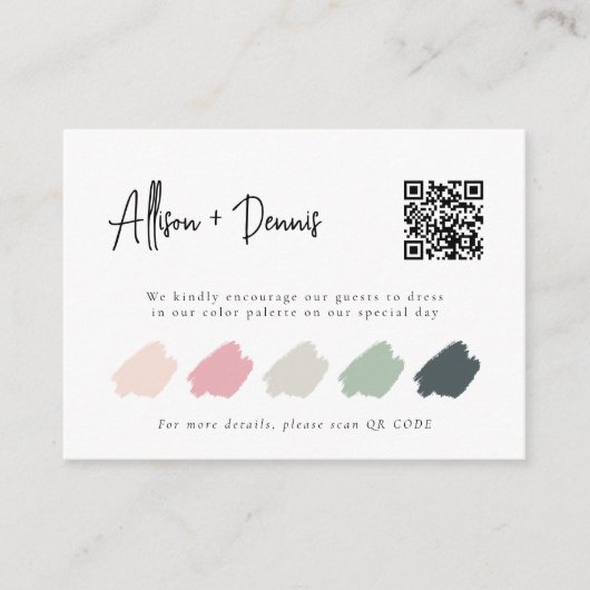 Personalisierter QR-Code für Hochzeitskleidung Begleitkarte (Vorderseite)