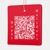 Personalisierter QR-Code-Happy Holidays Benutzerde Keramikornament (Links)