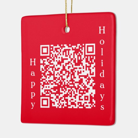 Personalisierter QR-Code-Happy Holidays Benutzerde Keramikornament (Links)