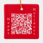 Personalisierter QR-Code-Happy Holidays Benutzerde Keramikornament (Vorderseite)