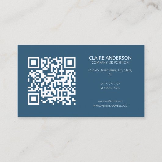 Personalisierter QR-Code Modern Blue Custom Logo Visitenkarte (Vorderseite)