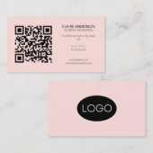 Personalisierter QR-Code Modern rosa Logo Visitenkarte (Vorne/Hinten)