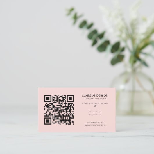 Personalisierter QR-Code Modern rosa Logo Visitenkarte (Stehend Vorderseite)