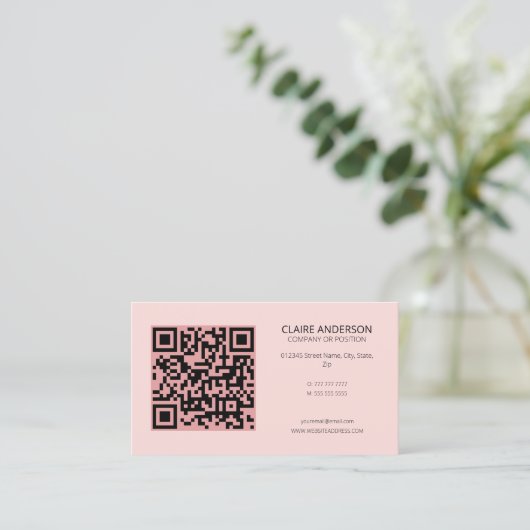 Personalisierter QR-Code Modern rosa Logo Visitenkarte (Stehend Vorderseite)