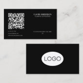 Personalisierter QR-Code Modern White Custom Logo Visitenkarte (Vorne/Hinten)
