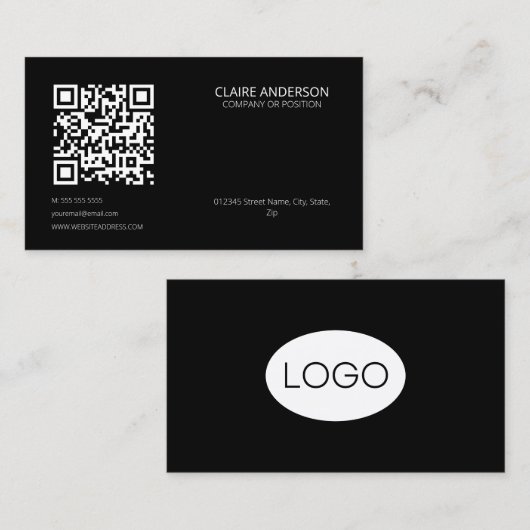 Personalisierter QR-Code Modern White Custom Logo Visitenkarte (Vorne/Hinten)