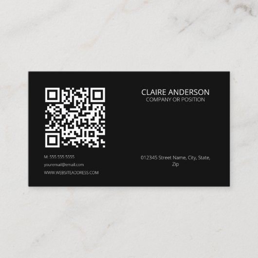Personalisierter QR-Code Modern White Custom Logo Visitenkarte (Vorderseite)