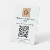 Personalisierter QR-Code und Logo-Tabellensignatur Sockelschild (Vorderseite)