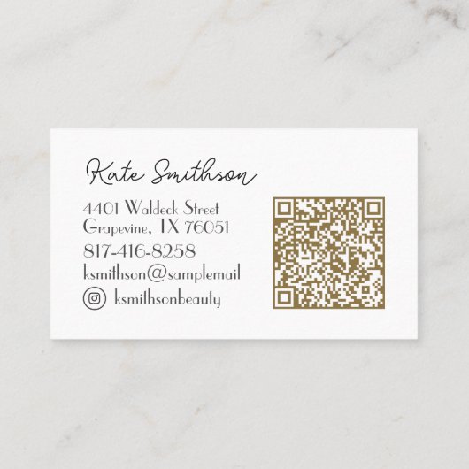 Personalisierter QR-Code und Social Media Visitenkarte (Rückseite)