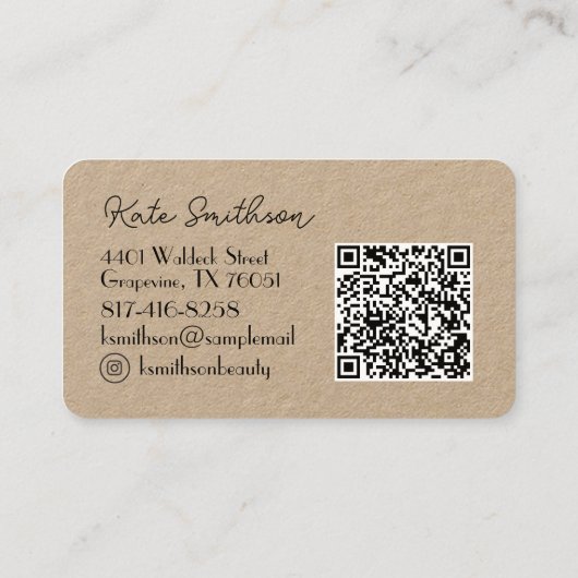 Personalisierter QR-Code und Social Media Visitenkarte (Rückseite)