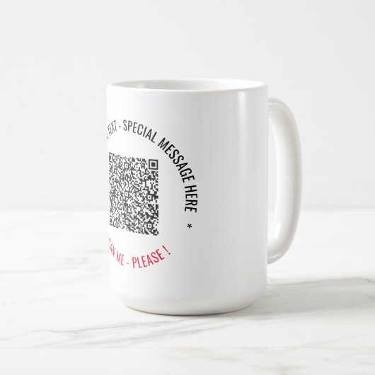 Personalisierter QR-Code und Text-Kaffee-Tasse Kaffeetasse (VorderseiteRechts)