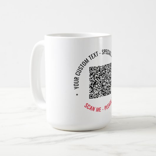 Personalisierter QR-Code und Text-Kaffee-Tasse Kaffeetasse (Vorderseite Links)