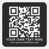 Personalisierter QR-Code und Text Quadratischer Aufkleber (Vorderseite)