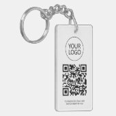 Personalisierter QR-Code Visitenkarte Ihr Logo wei Schlüsselanhänger (Vorderseite links)