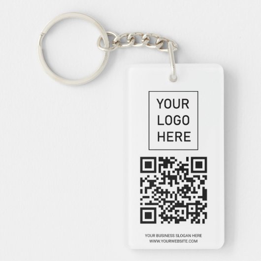 Personalisierter QR-Code Visitenkarte Ihr Logo wei Schlüsselanhänger (Vorderseite)